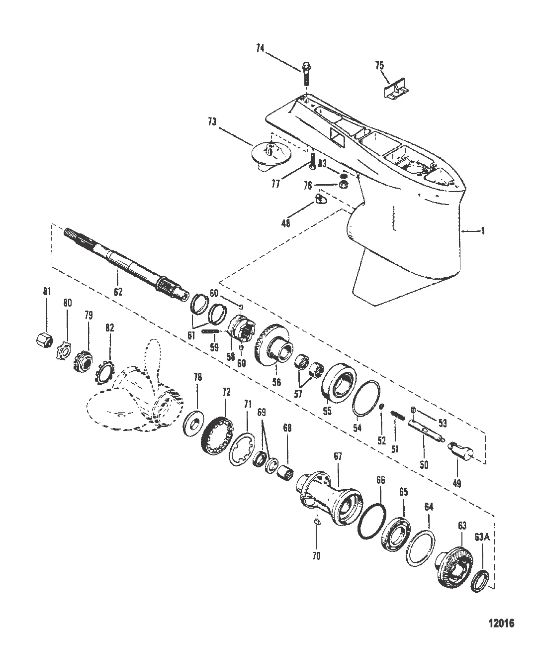 Картер редуктора Гребной вал – передаточное число 1.87:1, диам. 4.75"