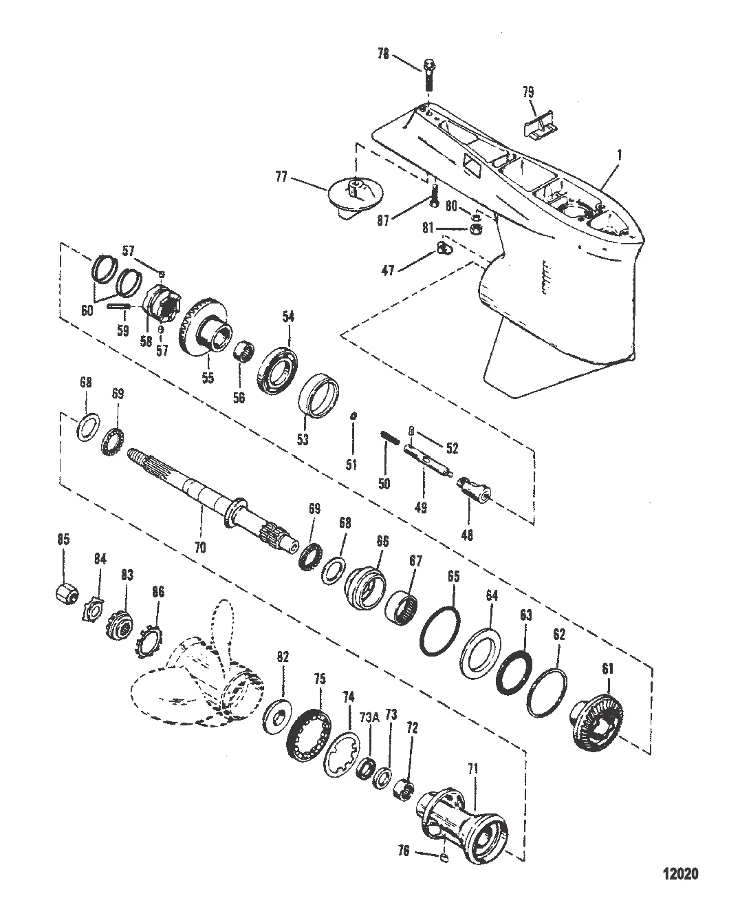 Картер редуктора Гребной вал – противовращение