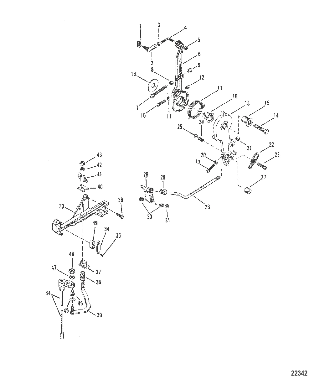 РЫЧАГ ГАЗА И ШТОК МЕХАНИЗМА ПЕРЕКЛЮЧЕНИЯ ПЕРЕДАЧ