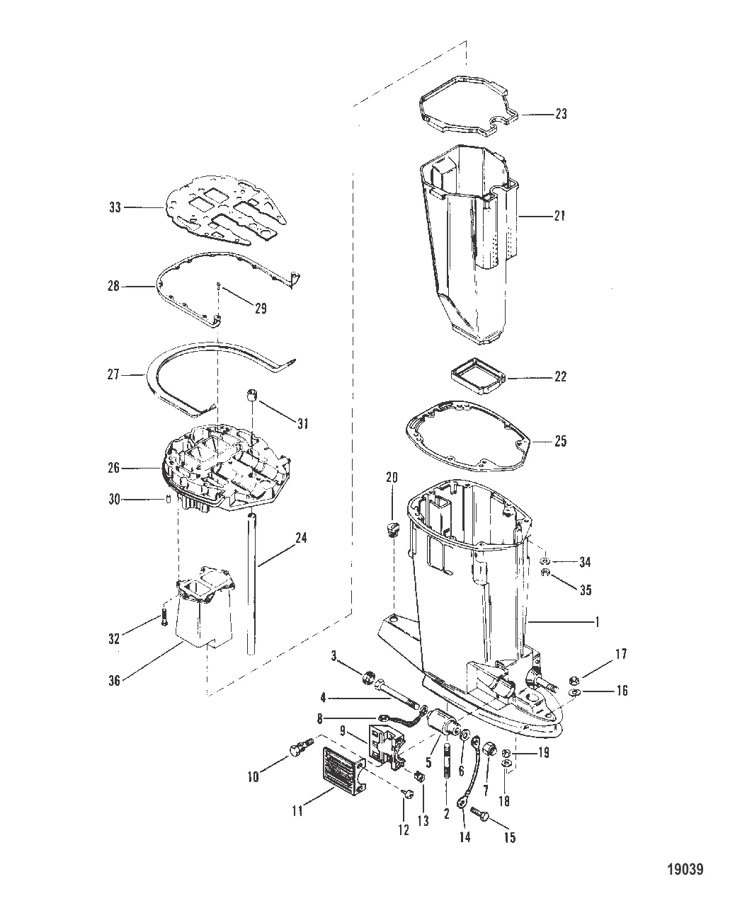 КОРПУС ВЕДУЩЕГО ВАЛА И ВЫХЛОПНАЯ ТРУБА