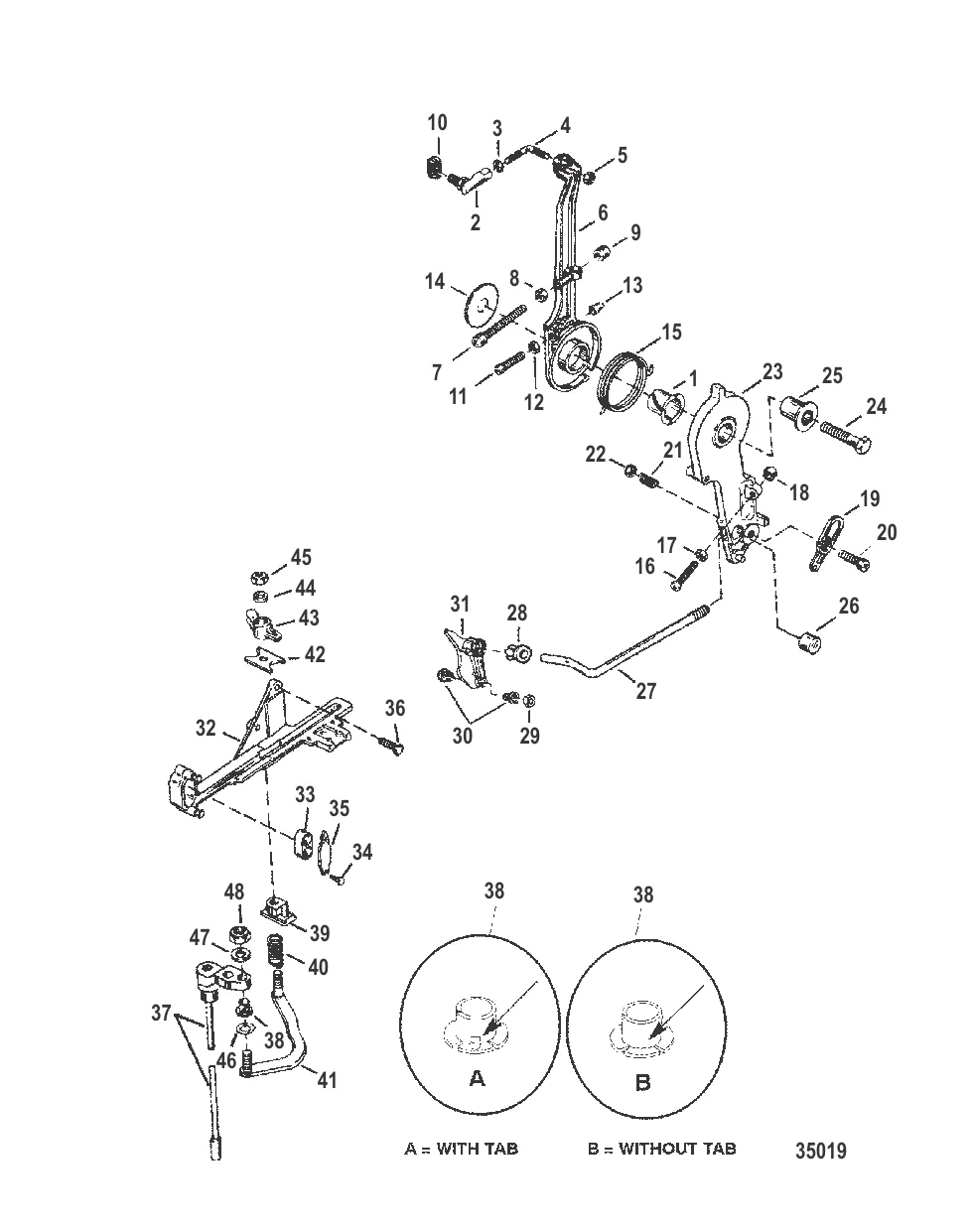 Рычаг газа и шток механизма переключения передач