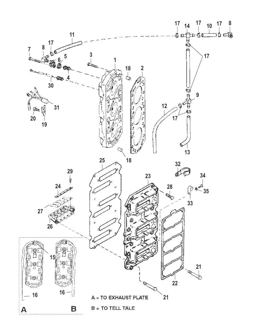 Блок с пластинчатыми клапанами и головка цилиндра