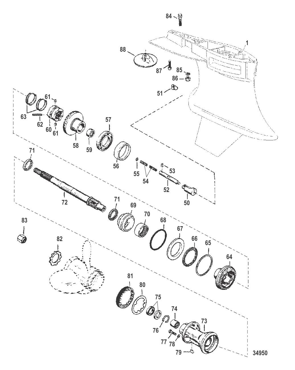 Картер редуктора Вал гребного винта – противовращение, SportMaster