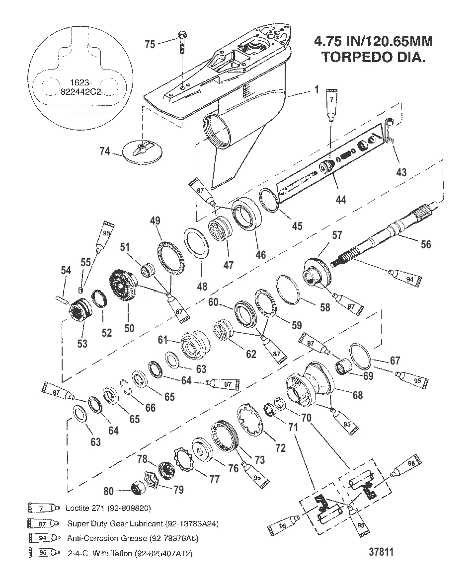 G/HSG ГРЕБНОЙ ВИНТ – ПРОТИВОВР., 0G437999 И НИЖЕ – 1623-822442C2