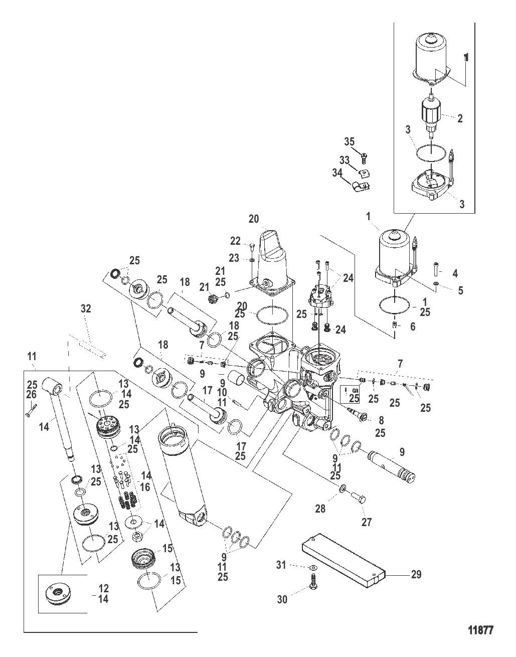 Компоненты усилителя дифферента (Литой корпус насоса)