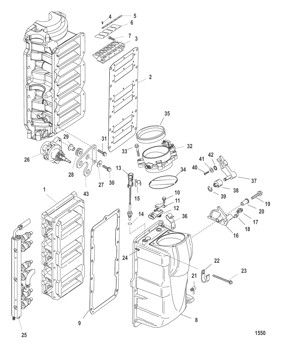 Компоненты блока подачи воздуха (Серийный номер 0T818119 и ниже)