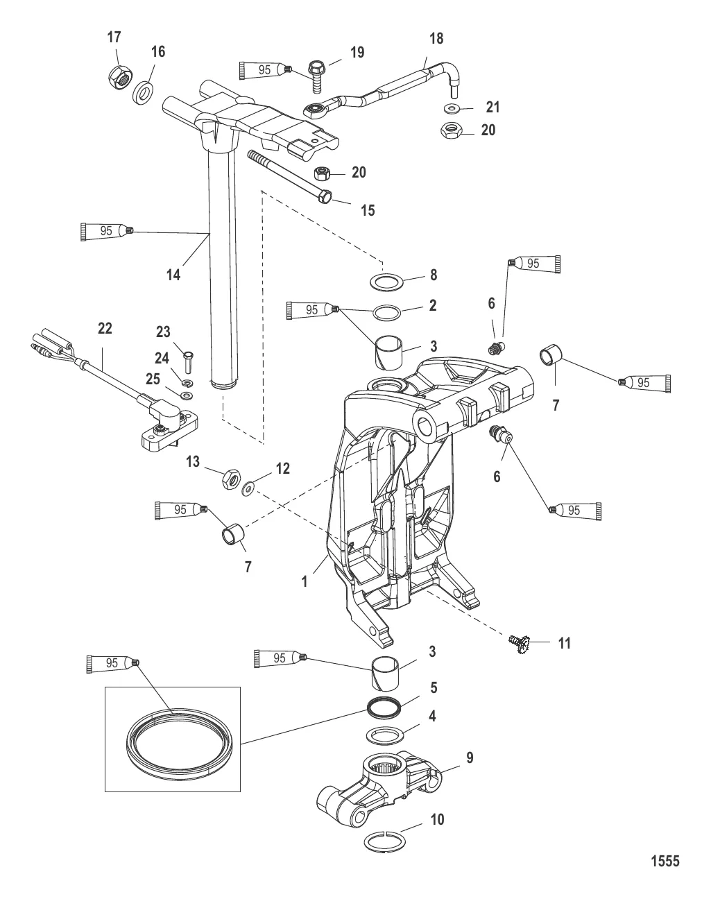 Шарнирный кронштейн (С усилителем дифферента)