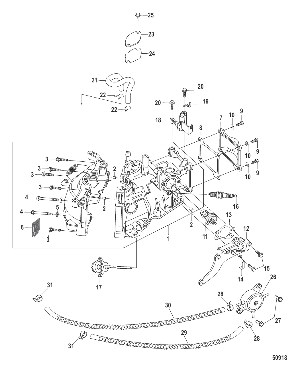 Блок цилиндра Модели EPA, сер. номер 0R448033 и выше
