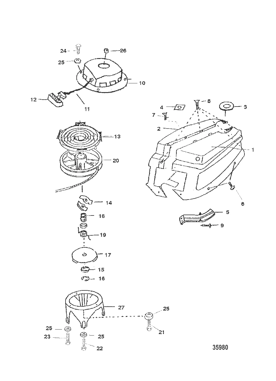 Обтекатель и ручной стартер