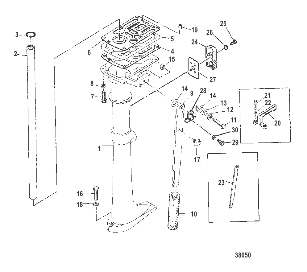 КОРПУС ВЕДУЩЕГО ВАЛА И РУКОЯТКА РУЛЕВОГО МЕХАНИЗМА