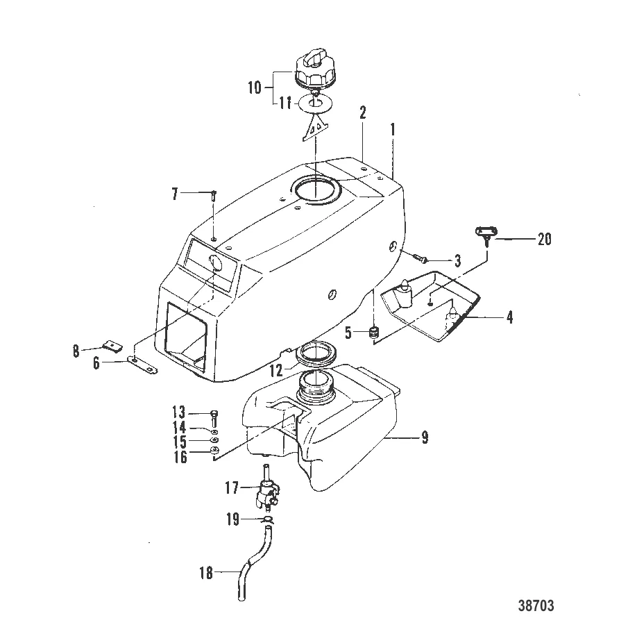 ВЕРХНИЙ КОЖУХ И ТОПЛИВНЫЙ БАК