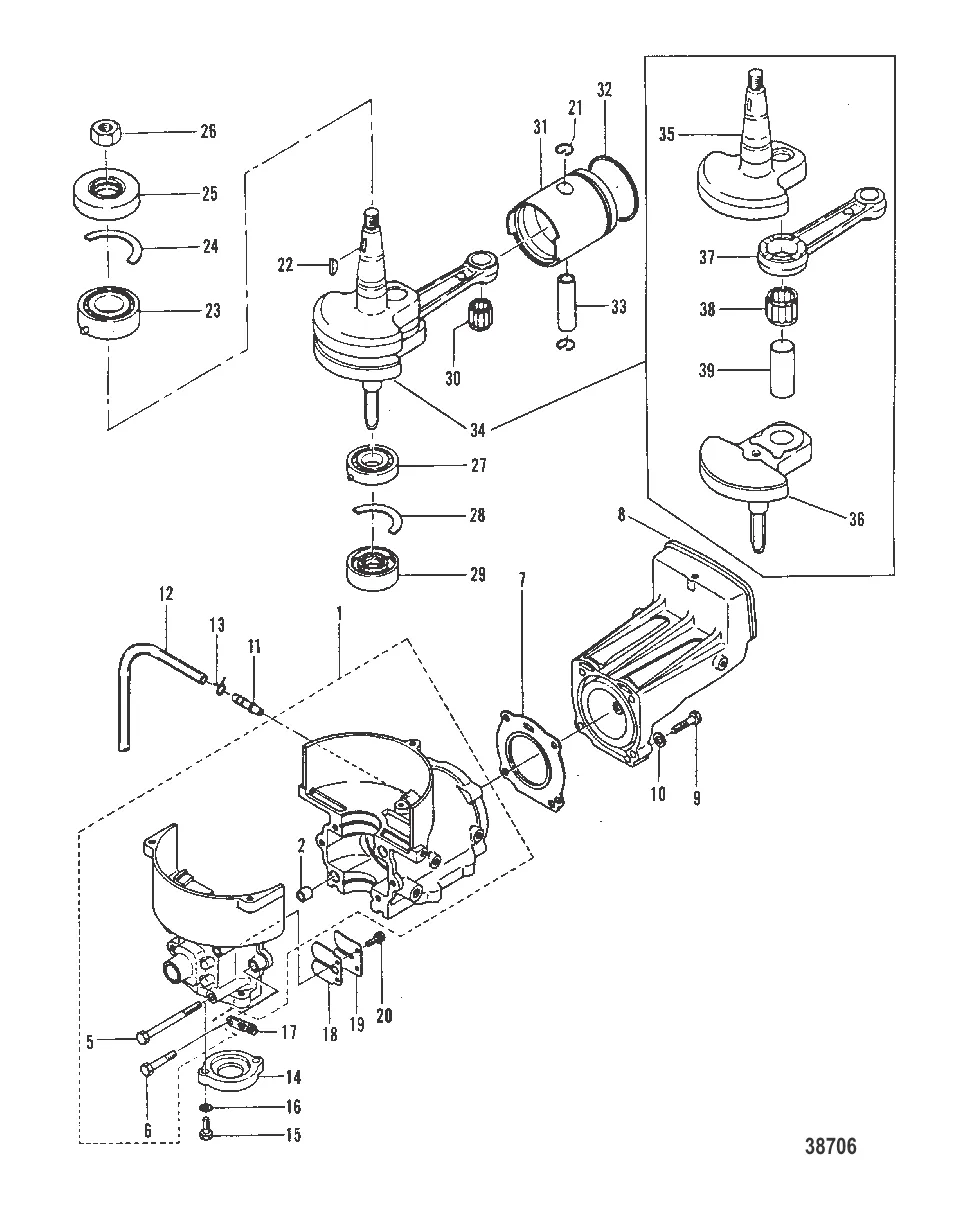 БЛОК ЦИЛИНДРОВ, КАРТЕР И ПОРШЕНЬ