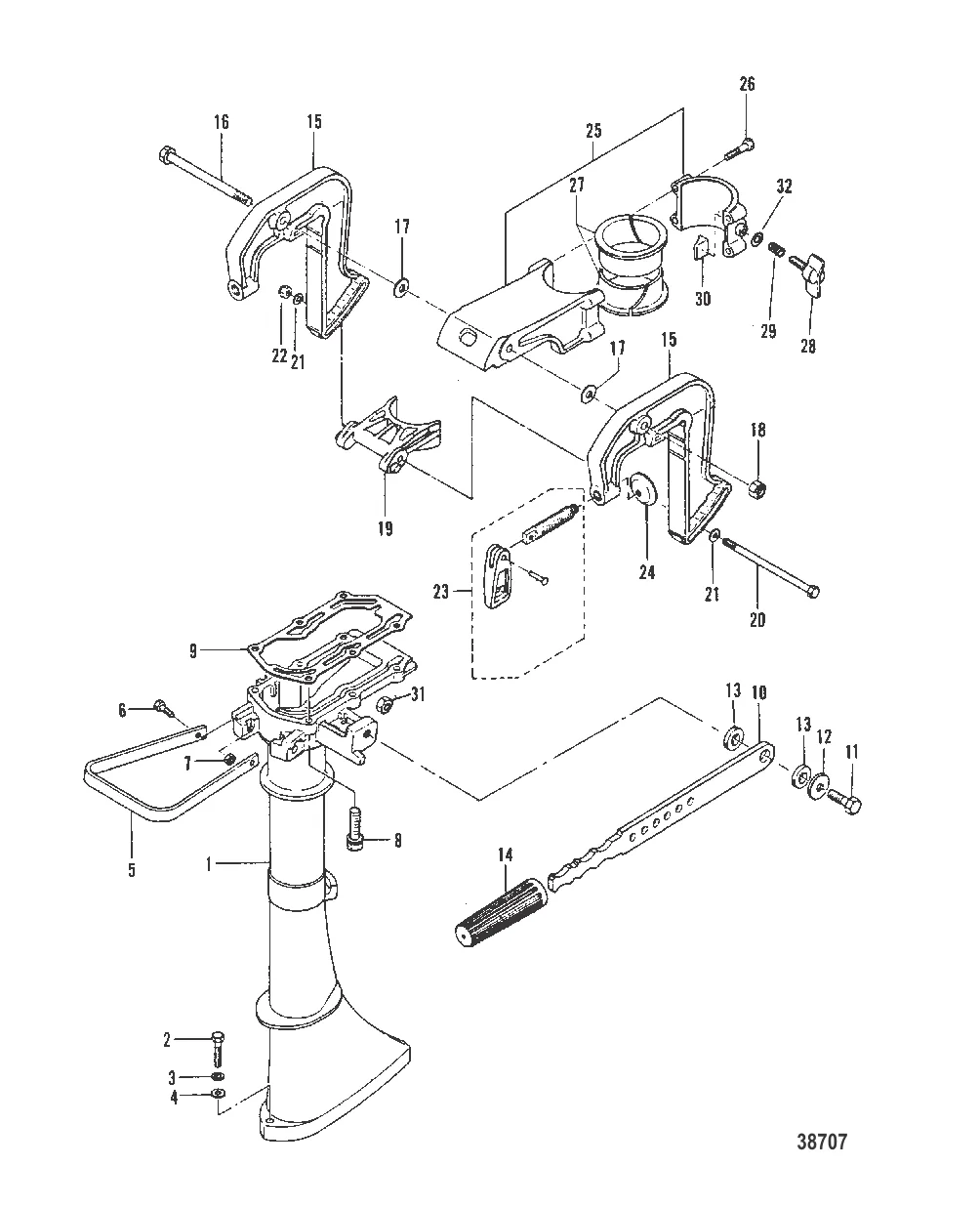 КОРПУС ВЕДУЩЕГО ВАЛА И КРОНШТЕЙНЫ ФИКСАТОРОВ