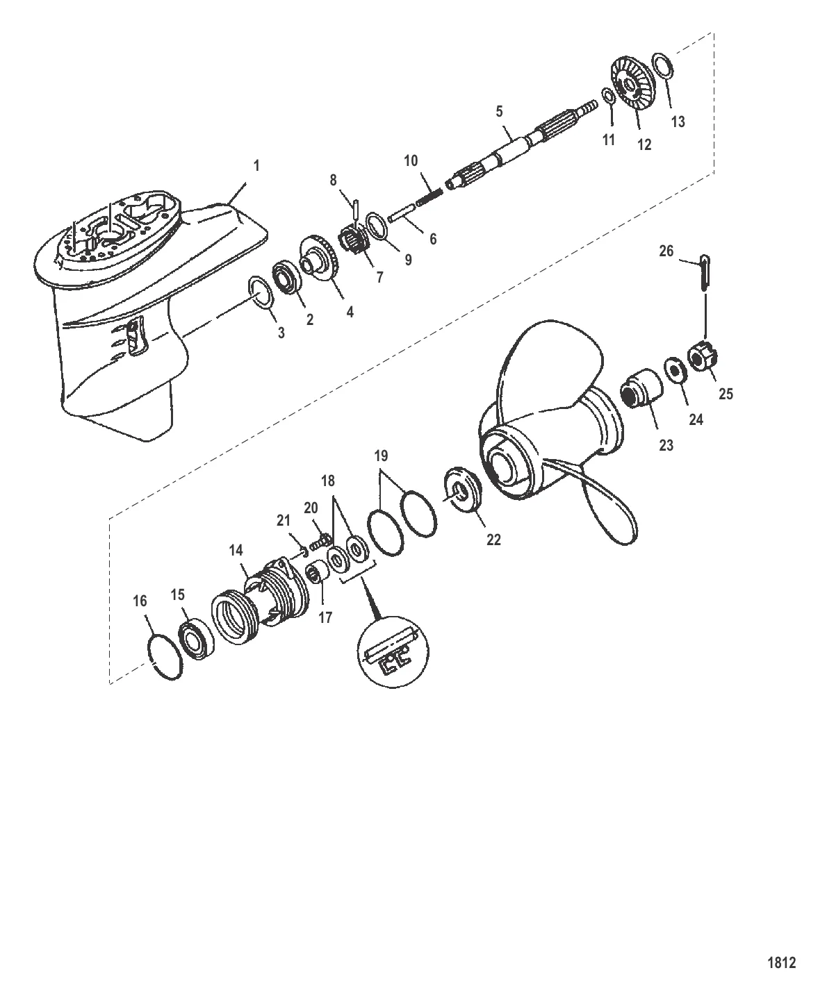 КАРТЕР РЕДУКТОРА (ГРЕБНОЙ ВАЛ)