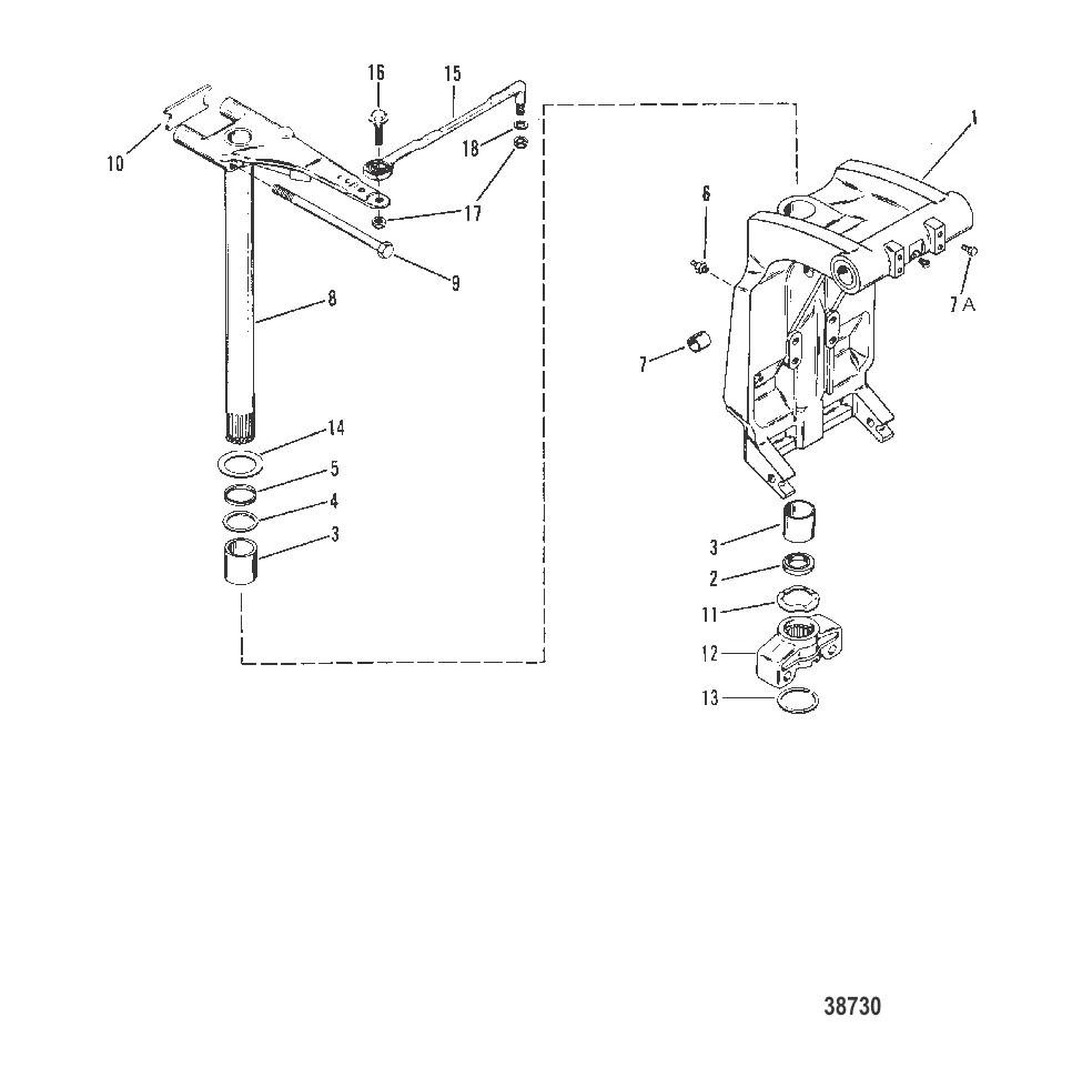 SWIVEL BRACKET (POWER TRIM)(0C159199 AND BELOW)