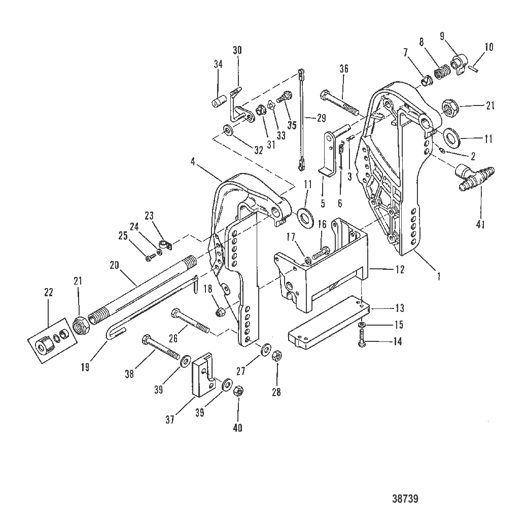TRANSOM BRACKET (LONG SHAFT)(0C159200 AND UP)