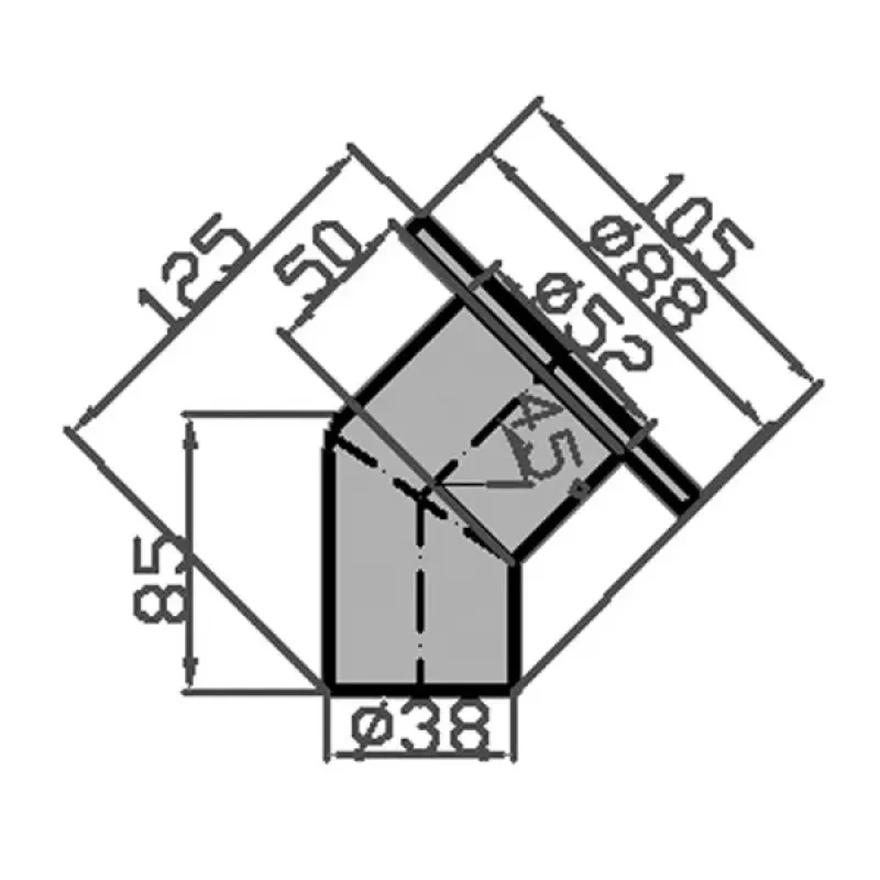 HOMER Горловина заливная угловая 38мм Fuel сталь