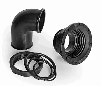 Патрубок заливной 38мм. 90 град, пластик 43374