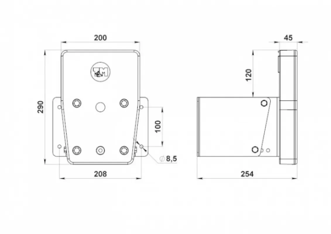 Техномарин Транец выносной с регулировкой угла наклона для ПЛМ до 12 л.с., ПНД