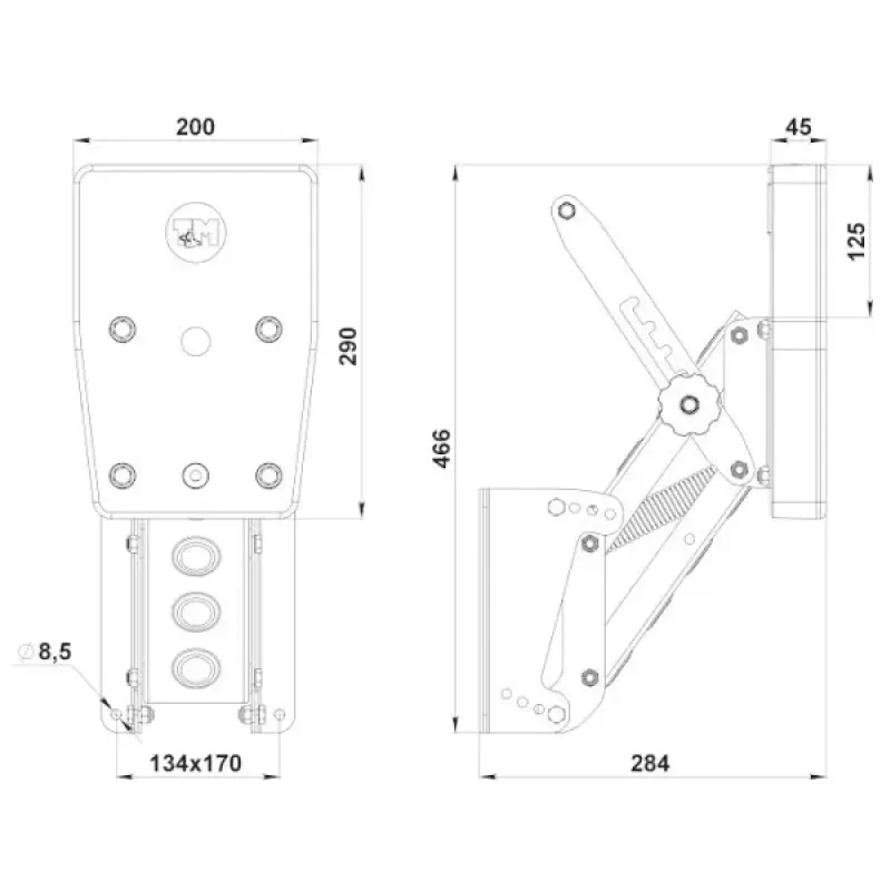 Техномарин Транец выносной с регулировкой угла наклона для ПЛМ до 25 л.с. (65 кг) пластик