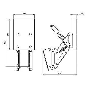 Транец выносной с регулировкой угла наклона для ПЛМ до 25 л.с. (65 кг) ФБС 040406T