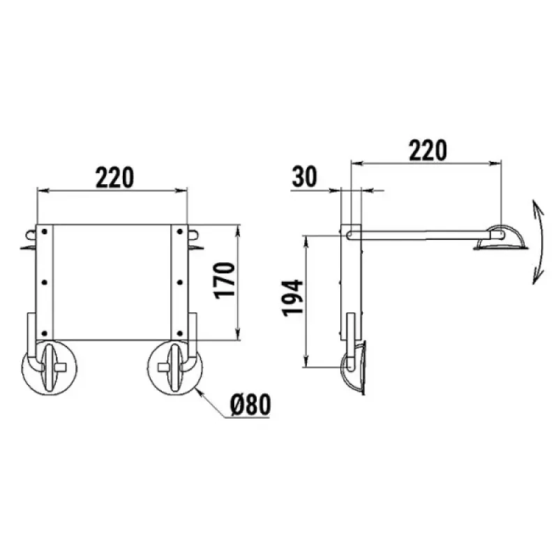 Техномарин Транец выносной 220х200х220 мм под ПЛМ, для надувных лодок