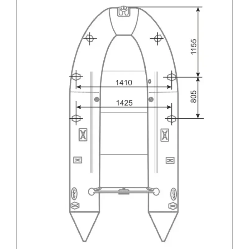Тент 1Д на лодку 330-340 с носовым отверстием (Серый)
