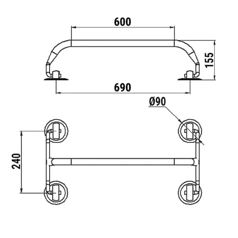 Техномарин Рейлинг 600 мм на баллон надувной лодки