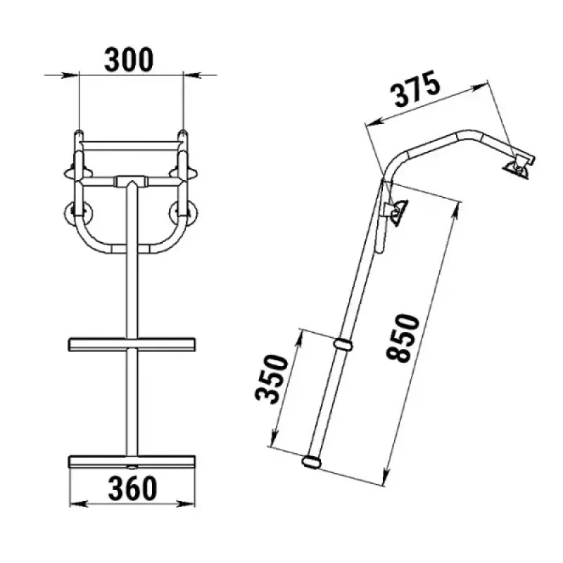 Техномарин Трап дайверский для НЛ бортовым креплением, 2 белых ступени (ширина 325 мм.)