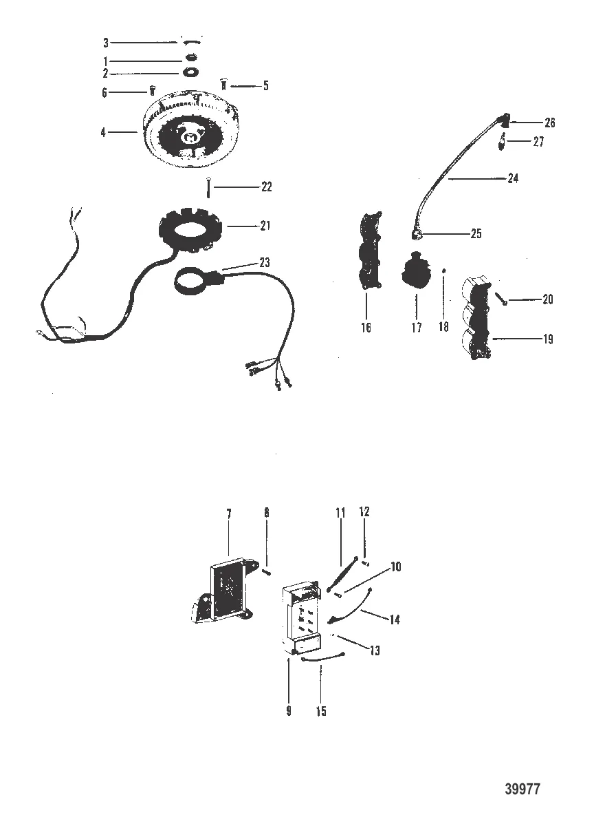 МАХОВИК, РАСПРЕДЕЛИТЕЛЬНАЯ КОРОБКА, КАТУШКА ЗАЖИГАНИЯ, СТАТОР