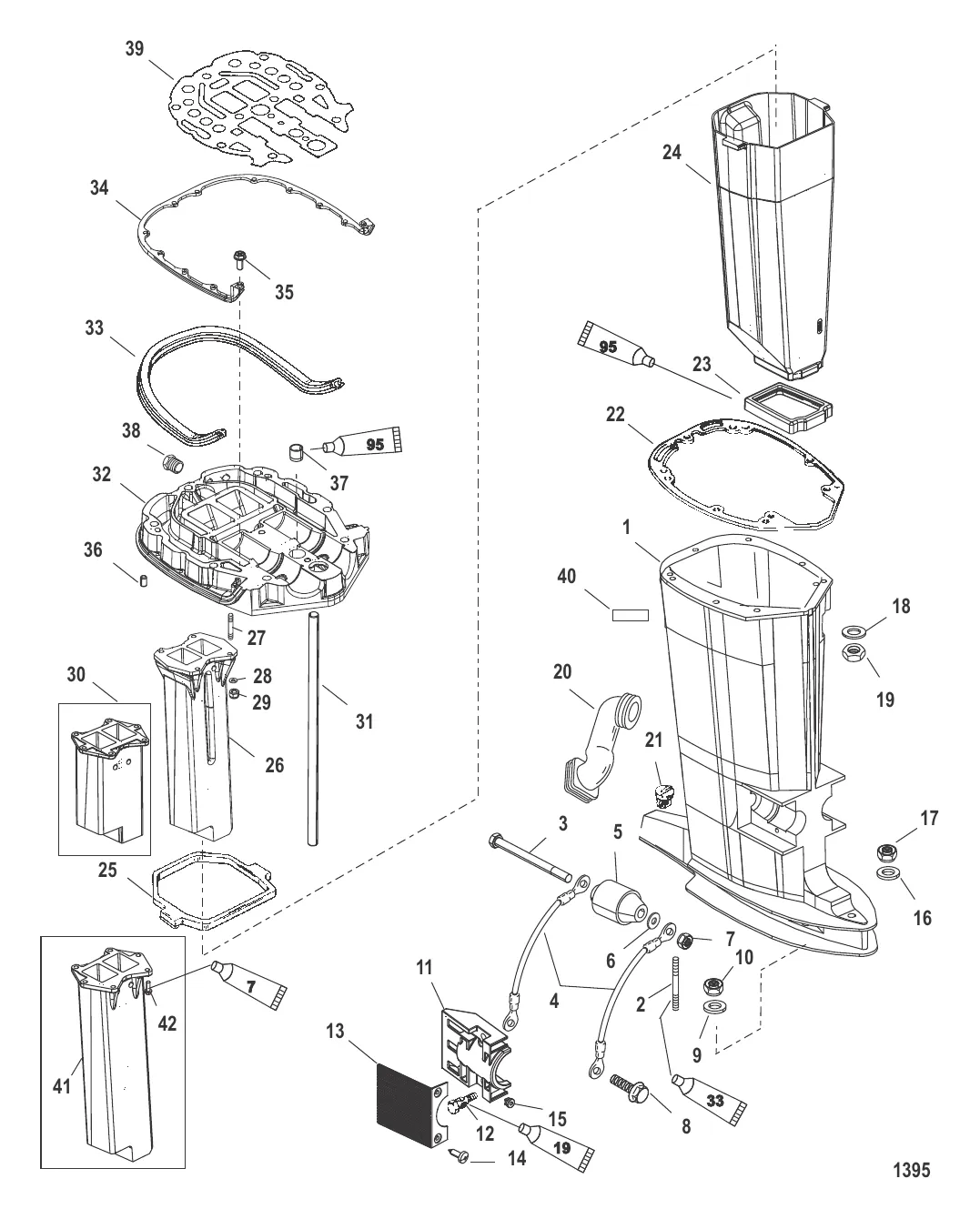 Корпус ведущего вала и выхлопная труба