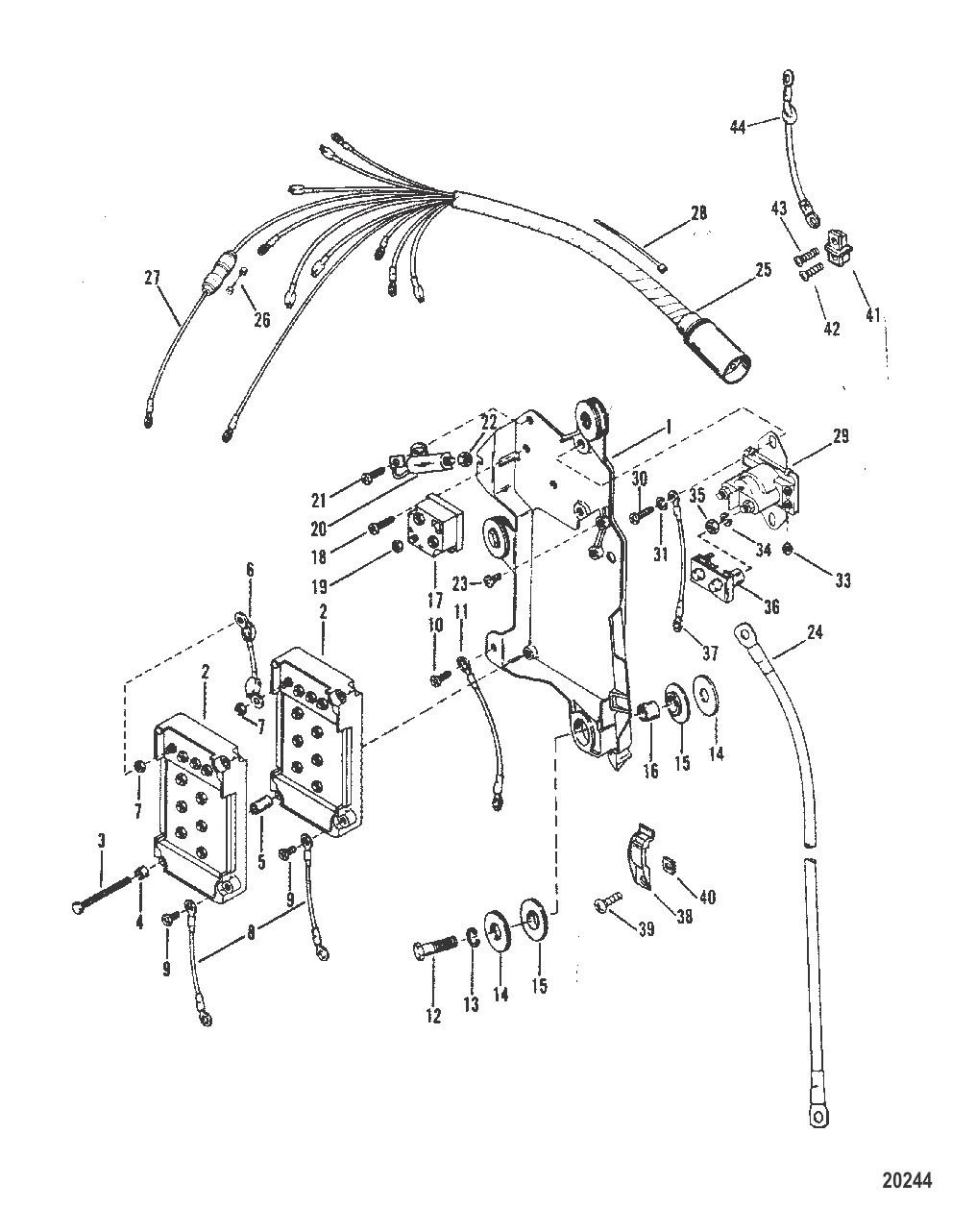Электропроводка, электромагнит стартера и выпрямитель