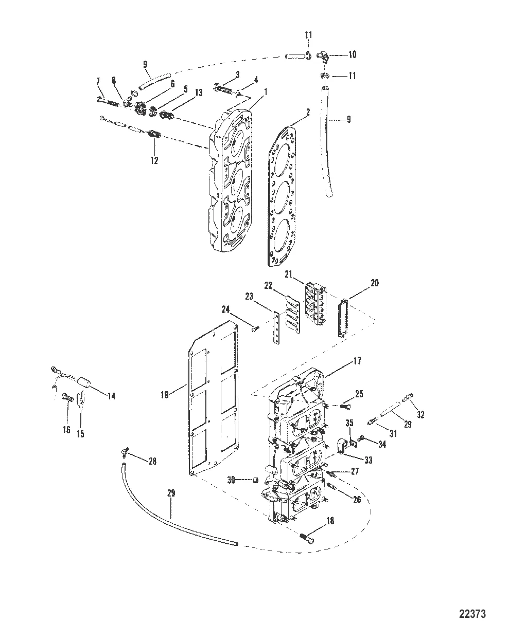 БЛОК С ПЛАСТИНЧАТЫМИ КЛАПАНАМИ И ГОЛОВКА ЦИЛИНДРА