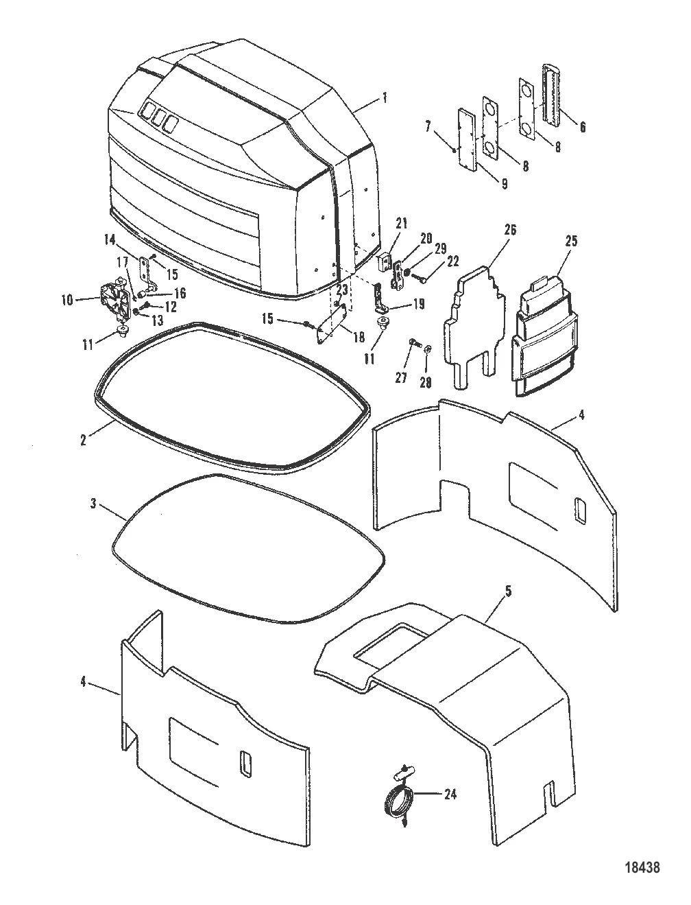 Верхний кожух и передняя накладка