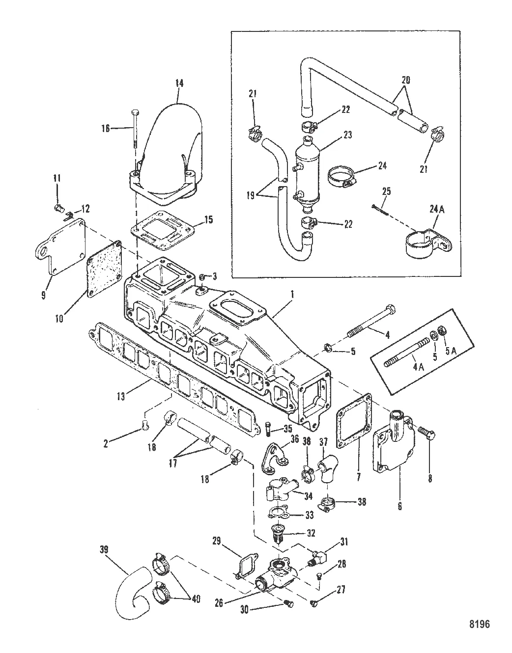 Выхлопной коллектор и водяная система (С колпачками) 3.0L Только