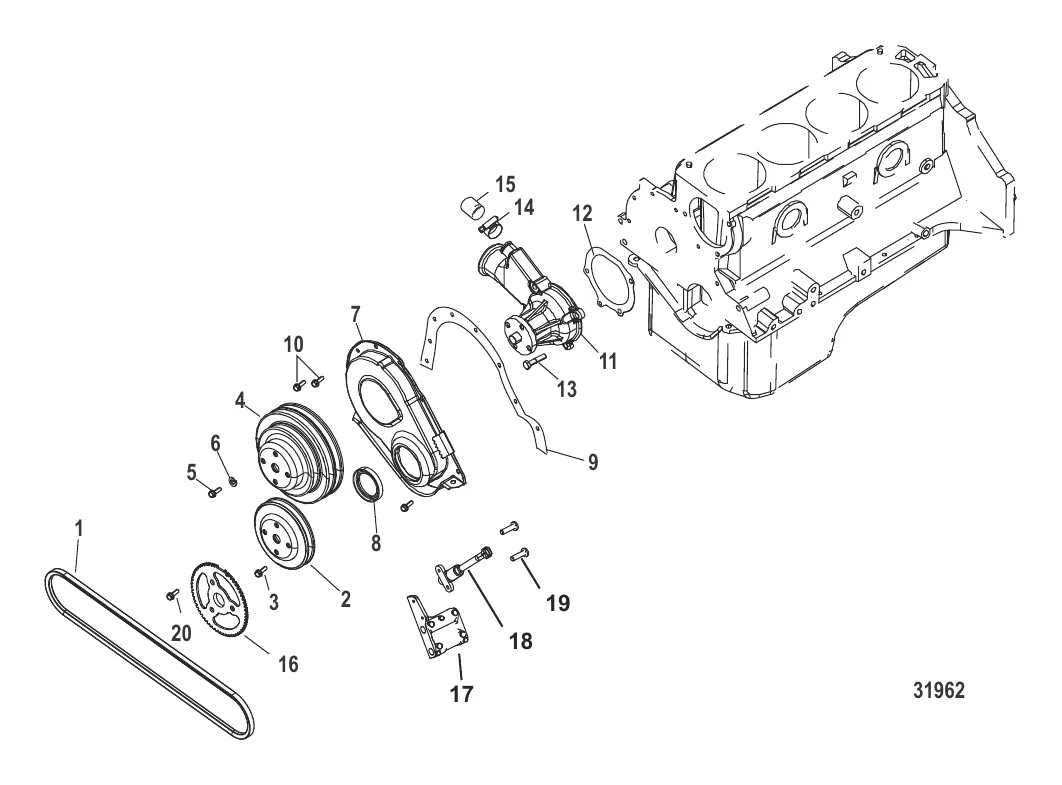 Блок цилиндра Передняя крышка и циркуляционный насос
