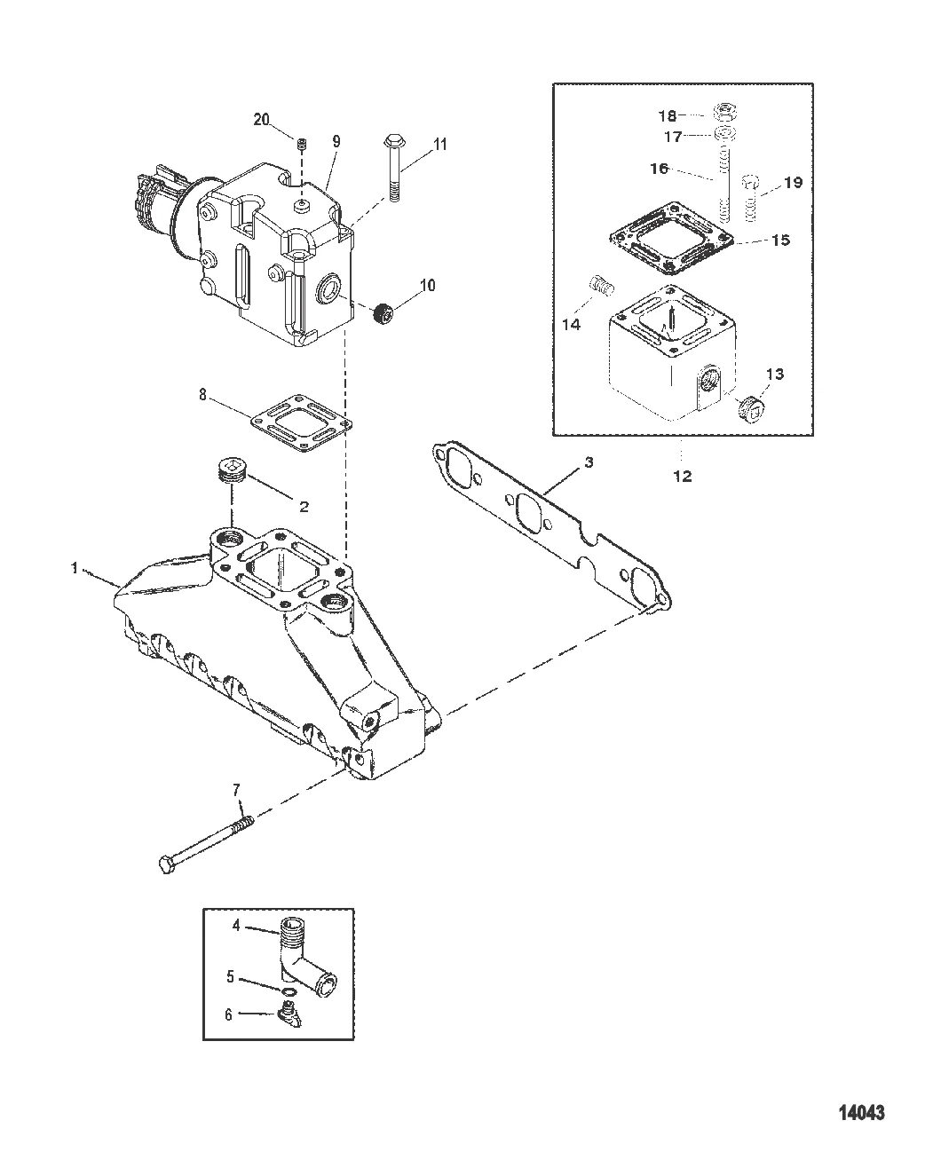 Выхлопной коллектор и выхлопной коленчатый патрубок (Две части)