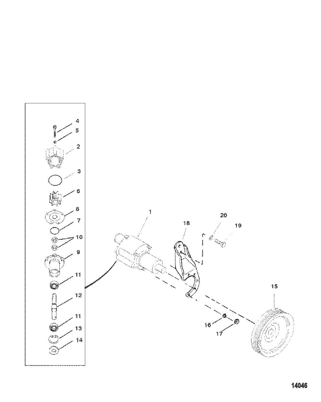 Насос для забортной воды в сборе (Исп. с двигателями Bravo)