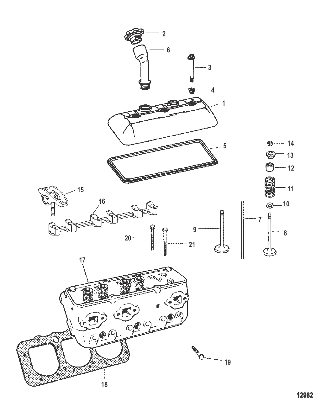 Головка цилиндра и крышка коромысла