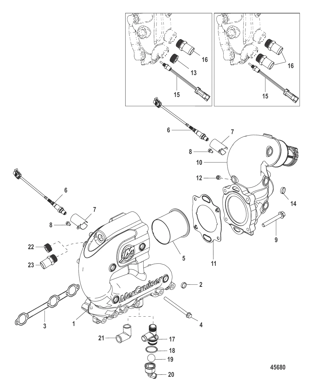 Выхлопной коллектор и коленчатый патрубок