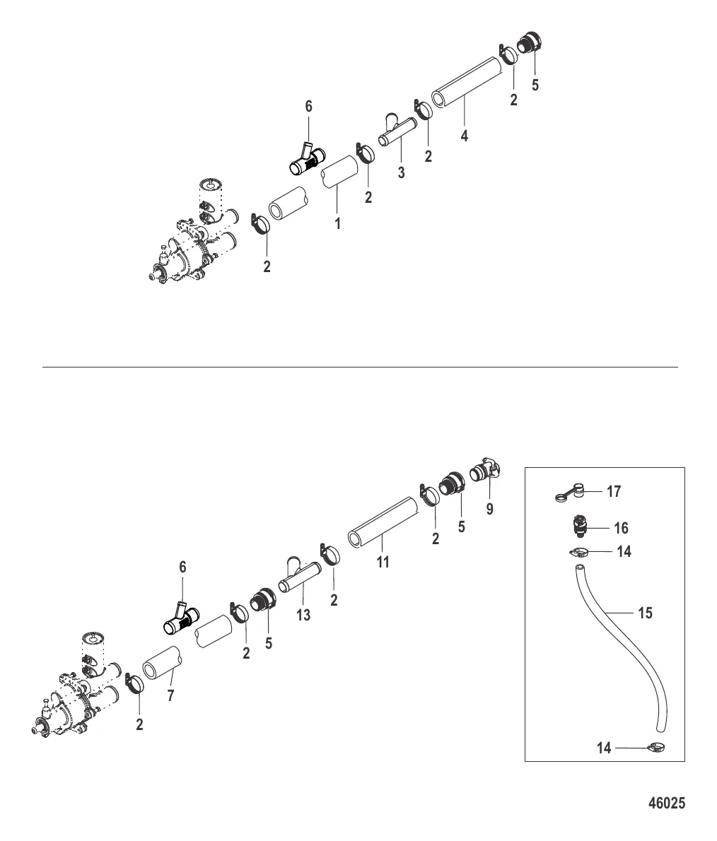 Закрытая система охлаждения (Alpha / Bravo) шланги насоса забортной воды