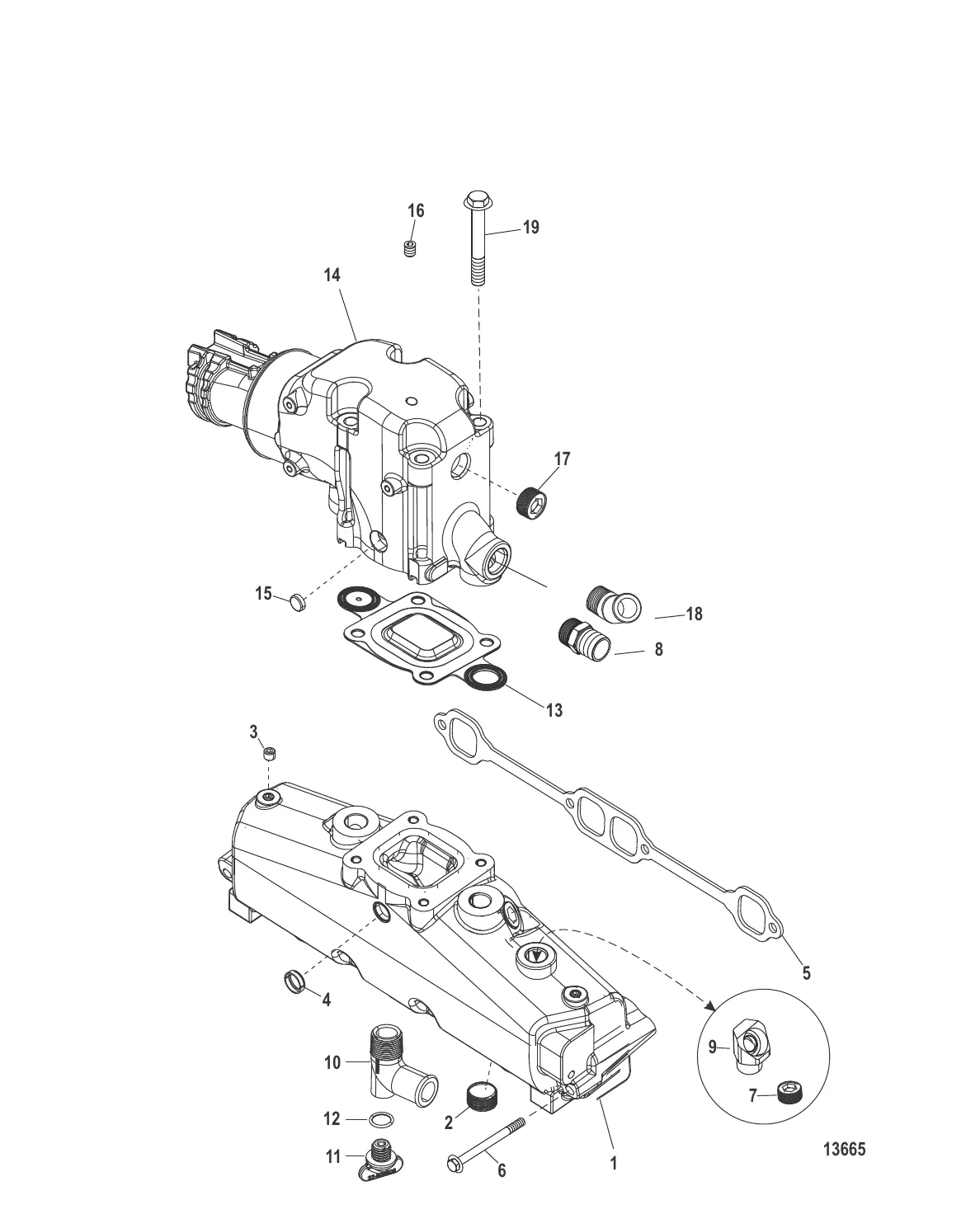 Выхлопной коллектор и коленчатый патрубок