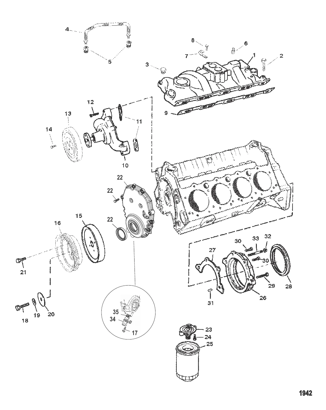 Водяной насос и передняя крышка