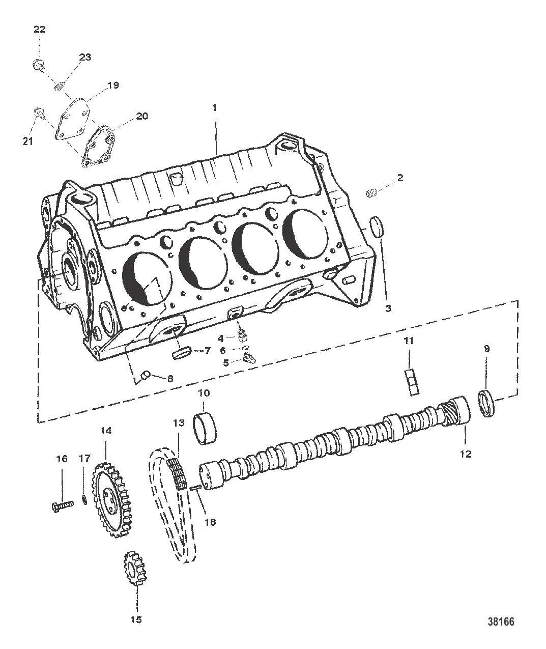БЛОК ЦИЛИНДРОВ И РАСПРЕДЕЛИТЕЛЬНЫЙ ВАЛ (ПЛОСКИЕ ТОЛКАТЕЛИ)