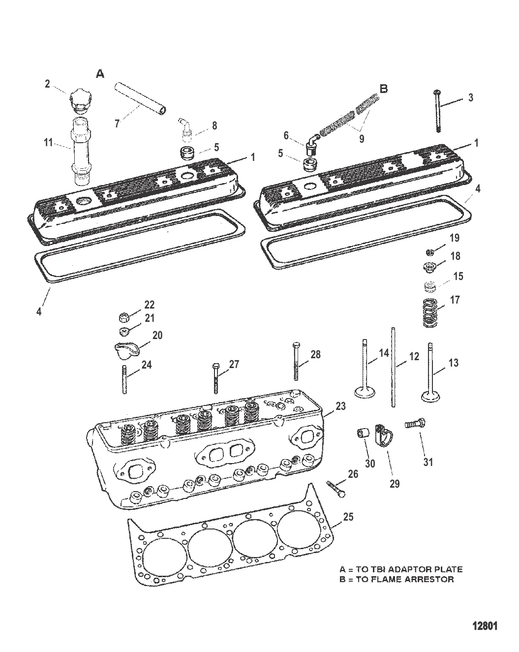 Головка цилиндра и крышка коромысла
