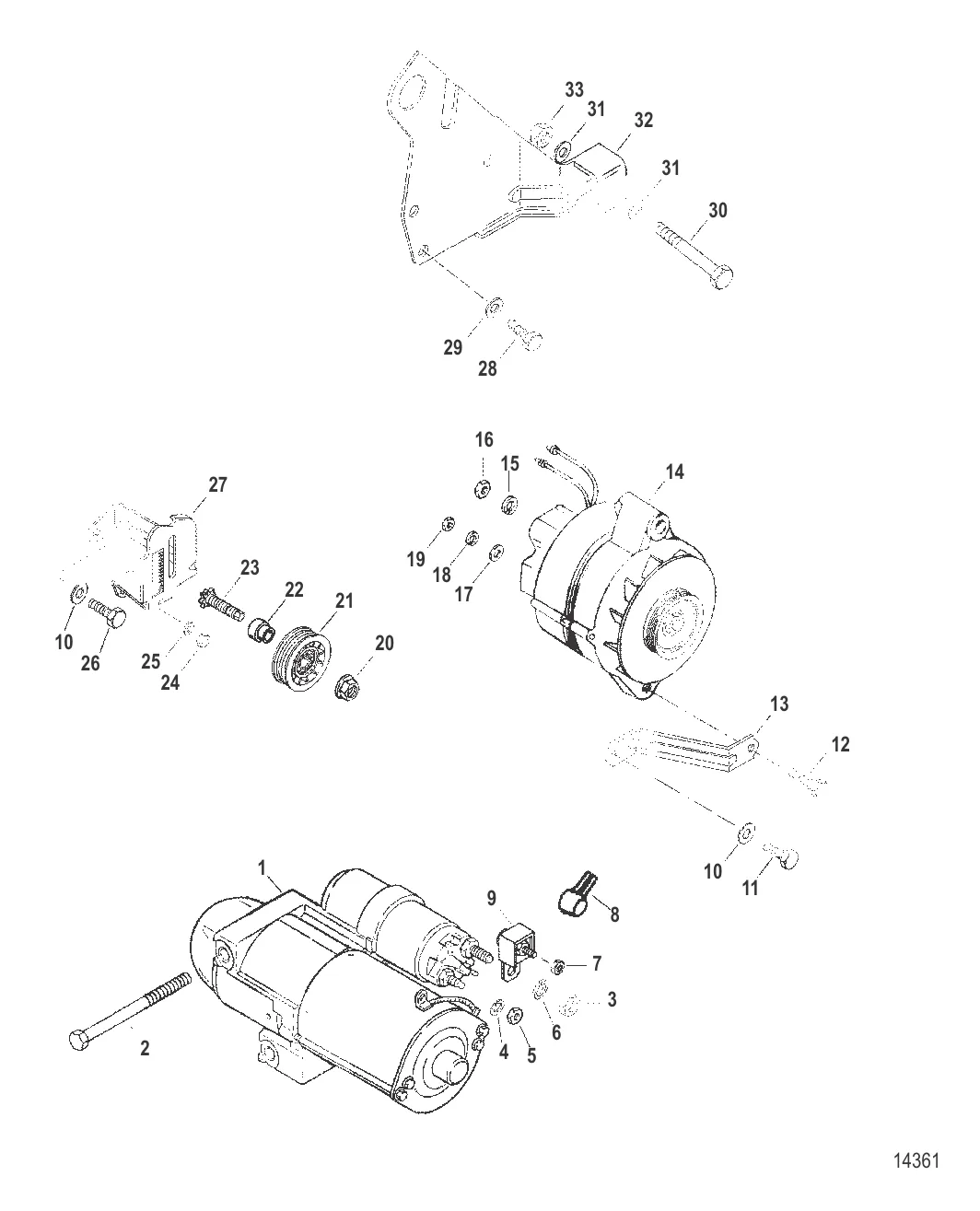 Крепления стартера и генератора