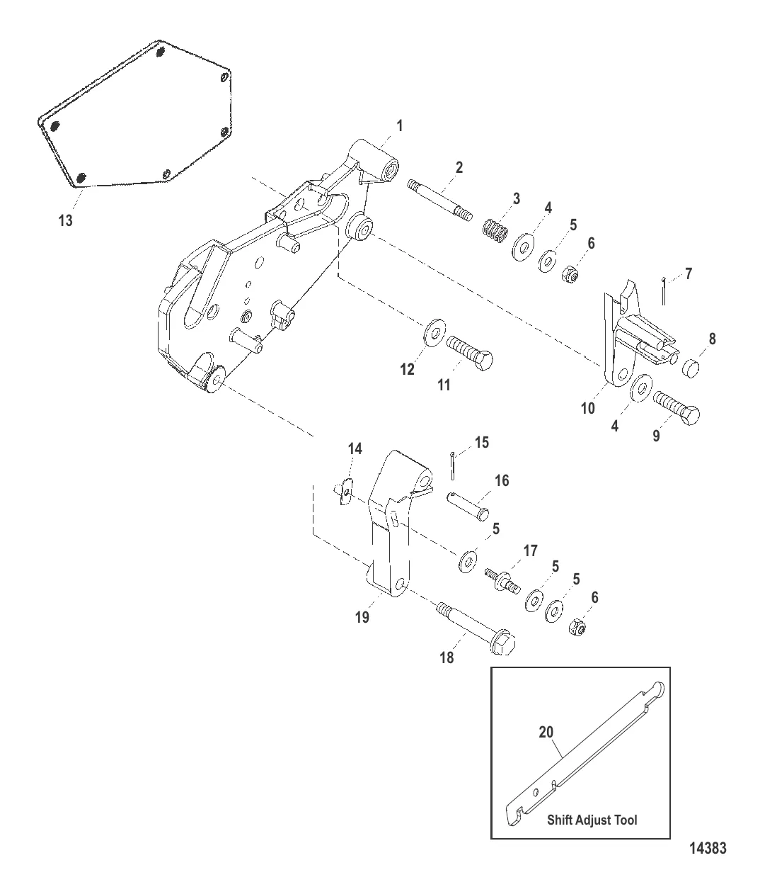 Компоненты кронштейна переключения передач (Bravo, конструкция I)