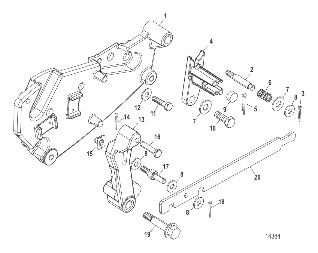 Компоненты кронштейна переключения передач (Bravo, конструкция II)