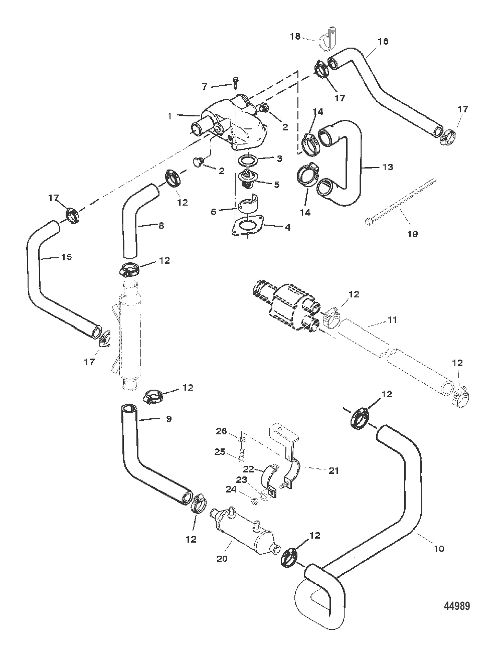 КОРПУС ТЕРМОСТАТА (ТОПЛИВНАЯ СИСТЕМА VST) С/Н 0K147349 И НИЖЕ