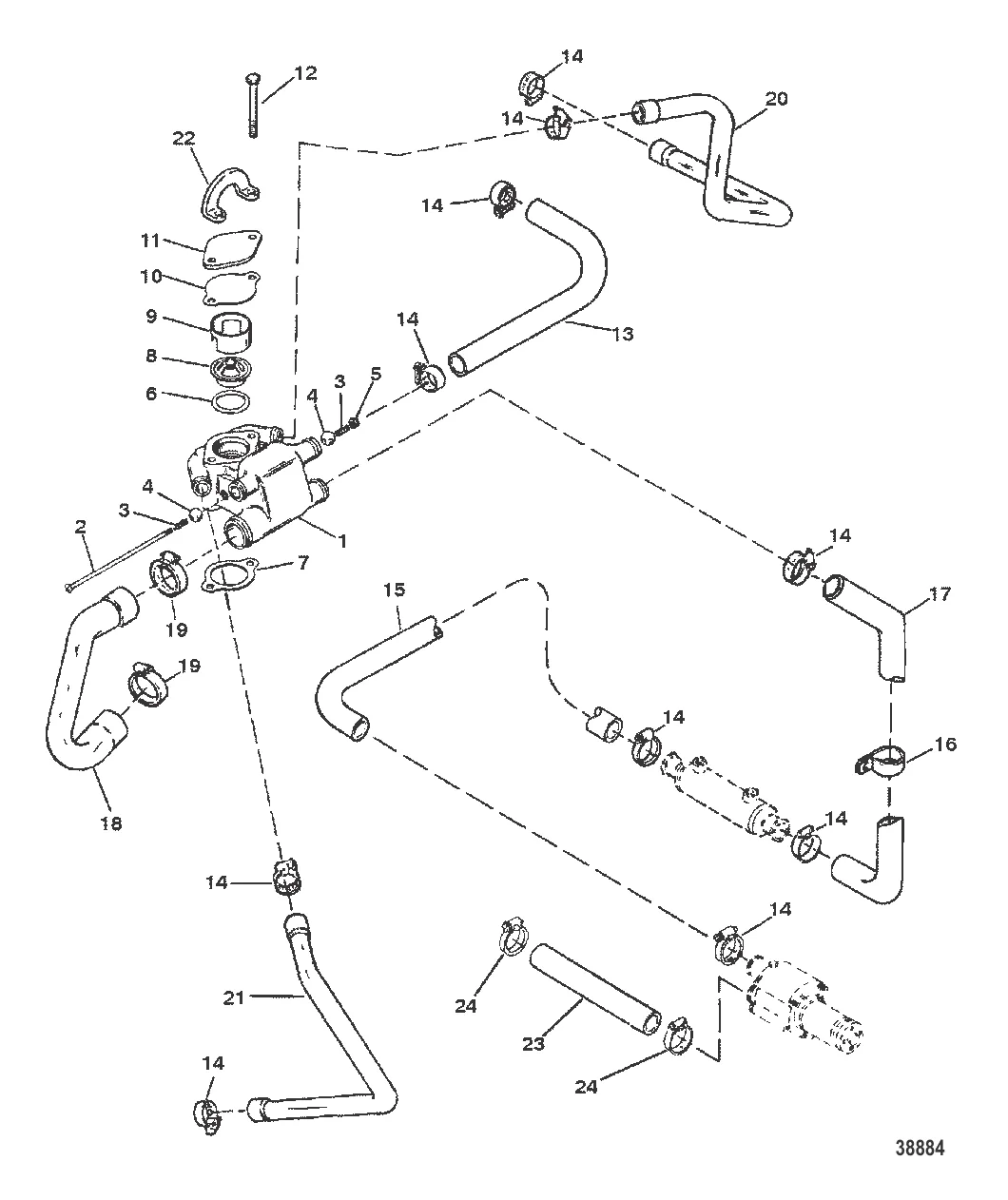 КОРПУС ТЕРМОСТАТА (СТАНДАРТНАЯ СИСТЕМА ОХЛАЖДЕНИЯ) С/Н: 0F3519999 И НИЖЕ